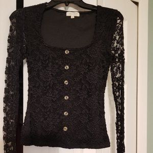 Long sleeve black lace top